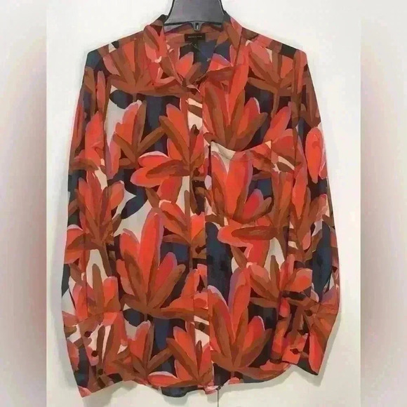 Who What Wear Tops - Who What Wear Floral Tropical Career Business Button Up Long Sleeve Blouse Sz 1X